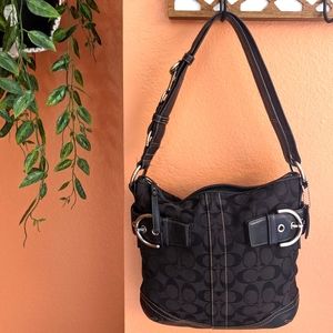 Coach Vintage Soho Black Signature Hobo Cross-Body Purse Style 3574